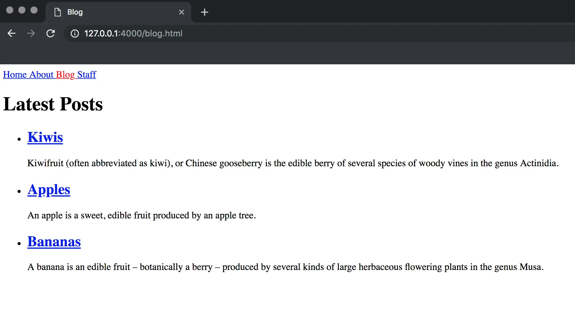 Jekyll tutorial blog screenshot